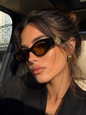 NEW VERSACE VE4480U GB1/7 BLACK ORANGE SUNGLASSES 51-18-140 AUTHENTIC